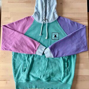Teddy Fresh Unisex Colorblock Hoodie 2.0 Teal Pink Purple Blue size Medium